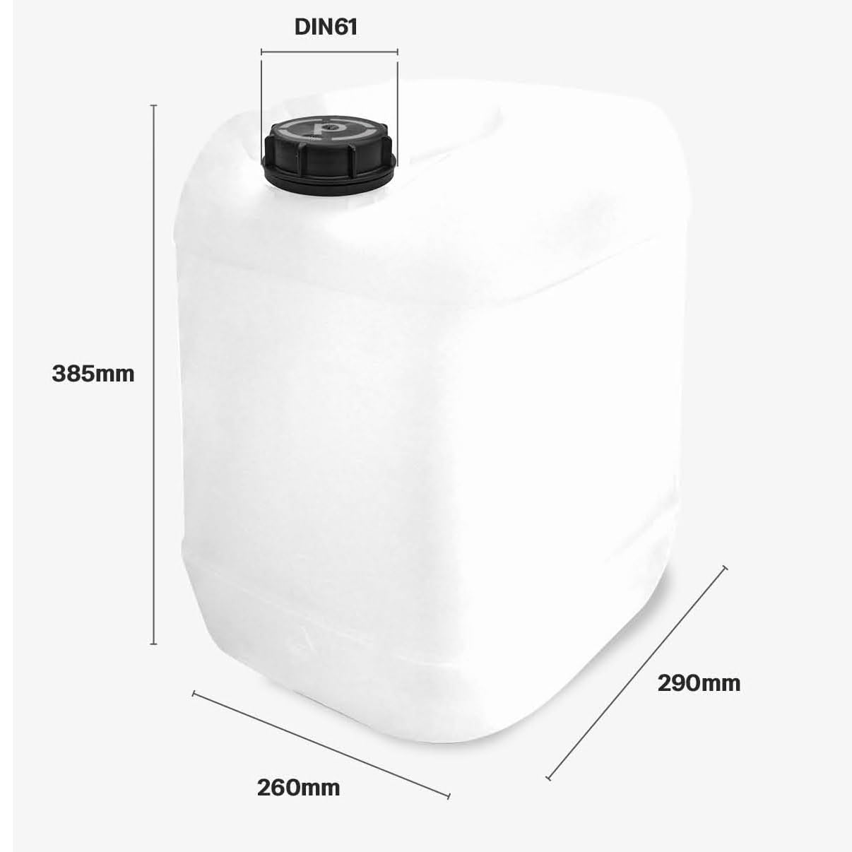 plasteo® 2X 20L water canister natural with screw cap & tap | BPA-free, food-safe, portable | Camping, automotive, outdoor | Made in Germany