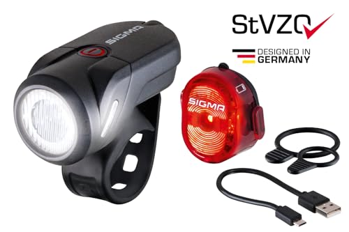 Sigma Aura 35 and Nugget II | splash-proof bike light set | StVZO approved, rechargeable front light and taillight