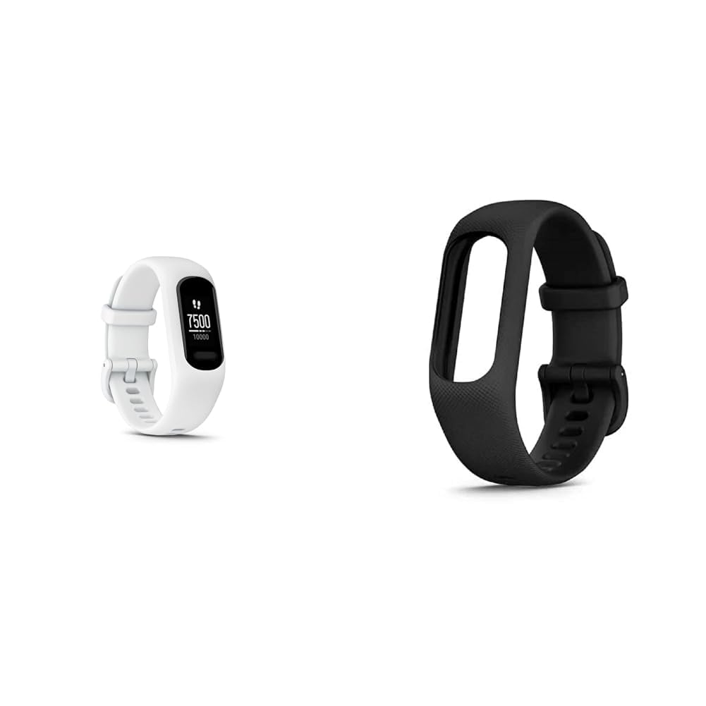 Garmin vivosmart 5, S/M Replacement Band in Black. Vivosmart 5 Smart Health and Fitness Activity Tracker with Touchscreen in White, Small/Medium.