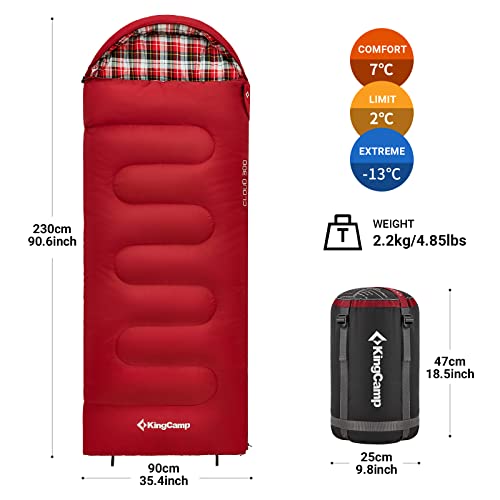 KingCamp sleeping bag Flannel 3-4 seasons, adult sleeping bag, cotton warm blanket sleeping bag portable lightweight, waterproof camping sleeping bag for trekking travels, hiking
