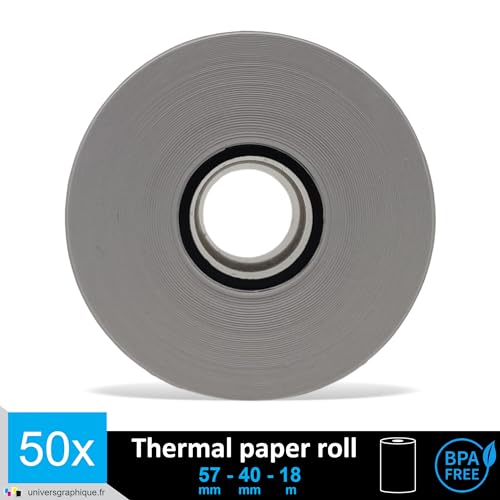 50 EC-Cash thermal rolls 57 x 40 x 12 for EC devices with thermal printers, thermal paper EC-Cash receipt roll, Bisphenol-A free Ø40 mm