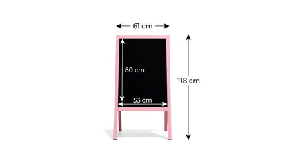 ALLboards A-board with pink wooden frame 118x61cm, advertising board, sidewalk sign, pavement sign, street stand, chalkboard