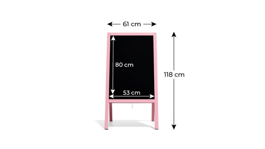 ALLboards A-board with pink wooden frame 118x61cm, advertising board, sidewalk sign, pavement sign, street stand, chalkboard