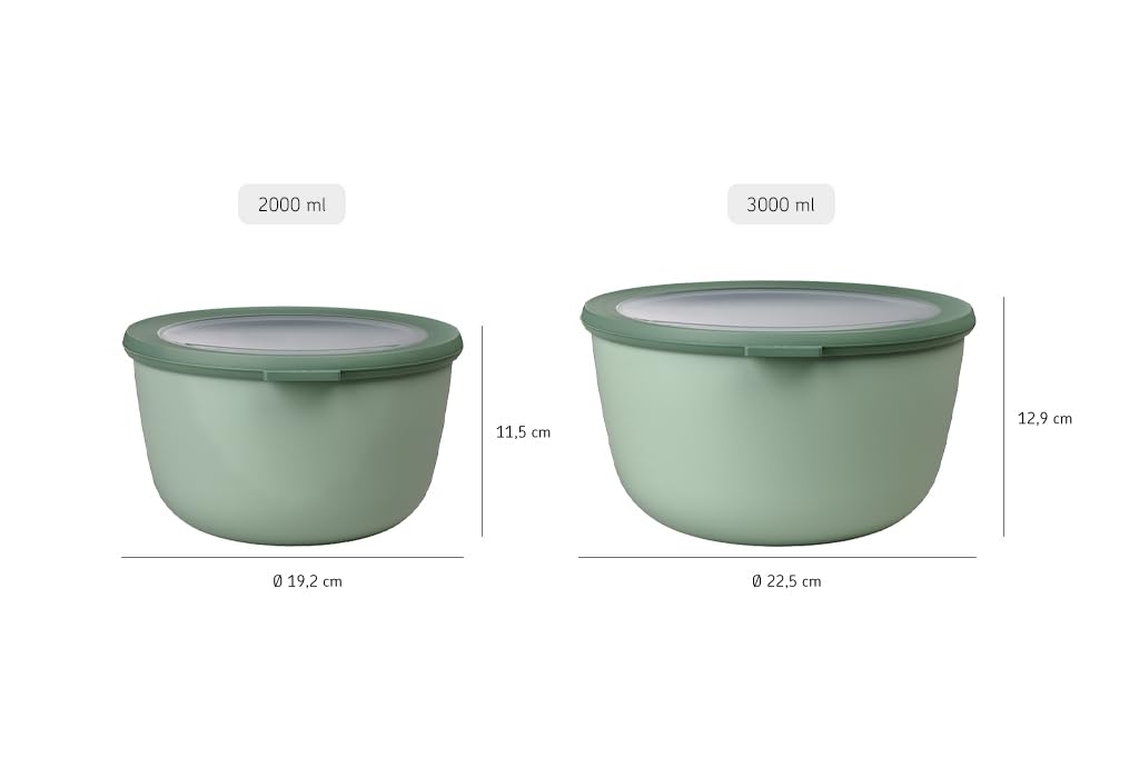 Mepal - Multi Bowl Cirqula Round - Storage container with lid - Suitable for airtight storage in the fridge, microwave-safe & as food storage containers - 3000 ml - Nordic Green
