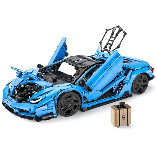 CaDA Italian Supercar, blue, 12-cylinder engine, 3842 pieces (compatible with Lego Technic), designed by MOC Designer Thijs de Boer, C61041 Master, C61041W.