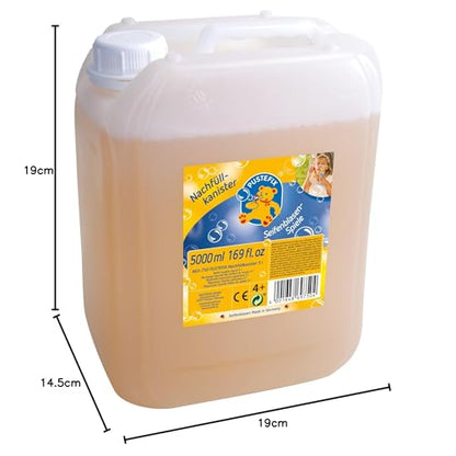 PUSTEFIX - 420869750 Refill canister I 5 l bubble solution I Colorful bubbles I Bubble fun for weddings, children's birthdays, summer parties I Colorful bubbles for kids & adults