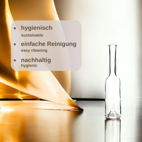 gouveo 30-piece set glass bottles 200 ml Symphony with cork (HGK) - Empty bottles for filling and gifting - Small 0.2 l liqueur bottle, schnapps bottle, oil bottle (SIF200HGK)