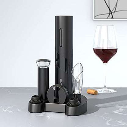 IraXpro Electric Corkscrew, Electric Bottle Opener, Wine Opener, 7-in-1 Electric Wine Bottle Opener Set includes foil cutter, wine pourer, wine pump, vacuum wine stopper, storage base.