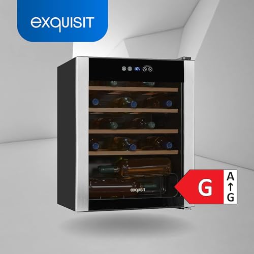 Exquisite wine cooler WS1-24-GTE-030G black | 66 l capacity | Black | Wine | Cooling | Wooden shelves | Display | LED light