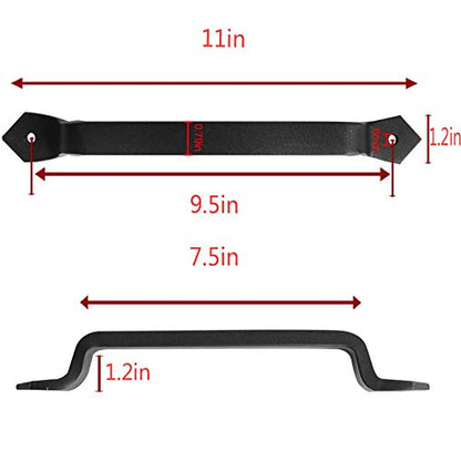 WANLIAN 11-inch antique solid heavy cast iron door handle door pull barn door handle gloves, outdoor, garage, wardrobe, indoor black (2 pack)