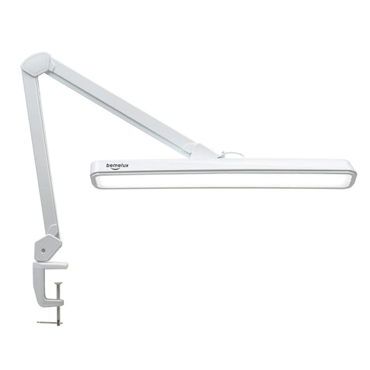bemelux Rotatable LED desk lamp with clamp, 24W, 2000 lumens, 56cm ultra-wide lampshade, 234 SMD LEDs, 5 brightness levels, 5 adjustable color temperatures (White)