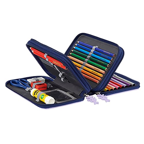 Step by Step XXL pencil case, Pegasus Emily, pink-purple, three compartments, 43 pieces, pre-filled with writing utensils, for 1st to 4th grade.