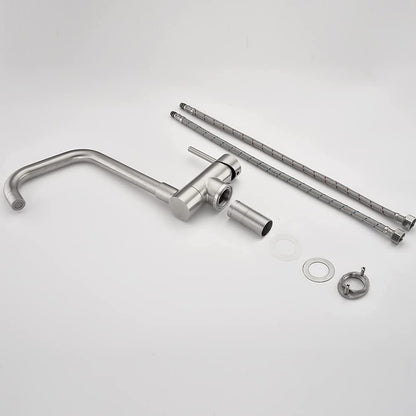 ONCE Foldable Kitchen Faucet with Sprayer, Under-Window Kitchen Tap with 67mm Fold Height, Under-Window Mount Faucet with 360° Swivel, Single Lever Mixer Tap for Kitchen, Matte