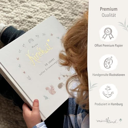 mintkind® "My Childhood" Memory Album Forest Design + Sticker Set I your first 10 years I Photo Album Children Gifts for Birth Baby Book for Recording Diary Children Album Memory Book Child