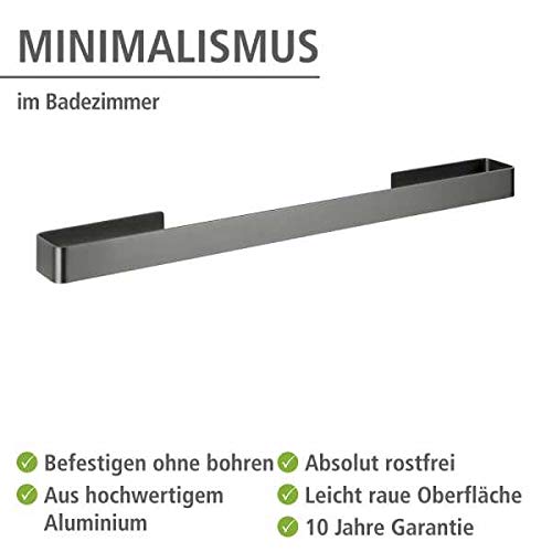 WENKO Montella towel holder, mounting with Strip-it special adhesive pad, 61 x 4 x 6 cm, Anthracite