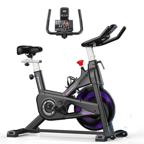 Advamsol Home Trainer Bike, exercise bike with sturdy construction, LCD display, and tablet holder for comfortable training.