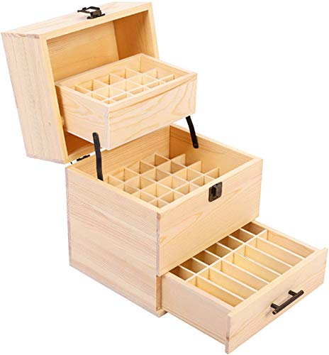CHSEEA Essential Oil Display Stand Holder Organizer, 59 Holes Wooden Box Storage Case for Nail Polish, Perfume Oils, Essential Oils, Stain, and Lipstick #4