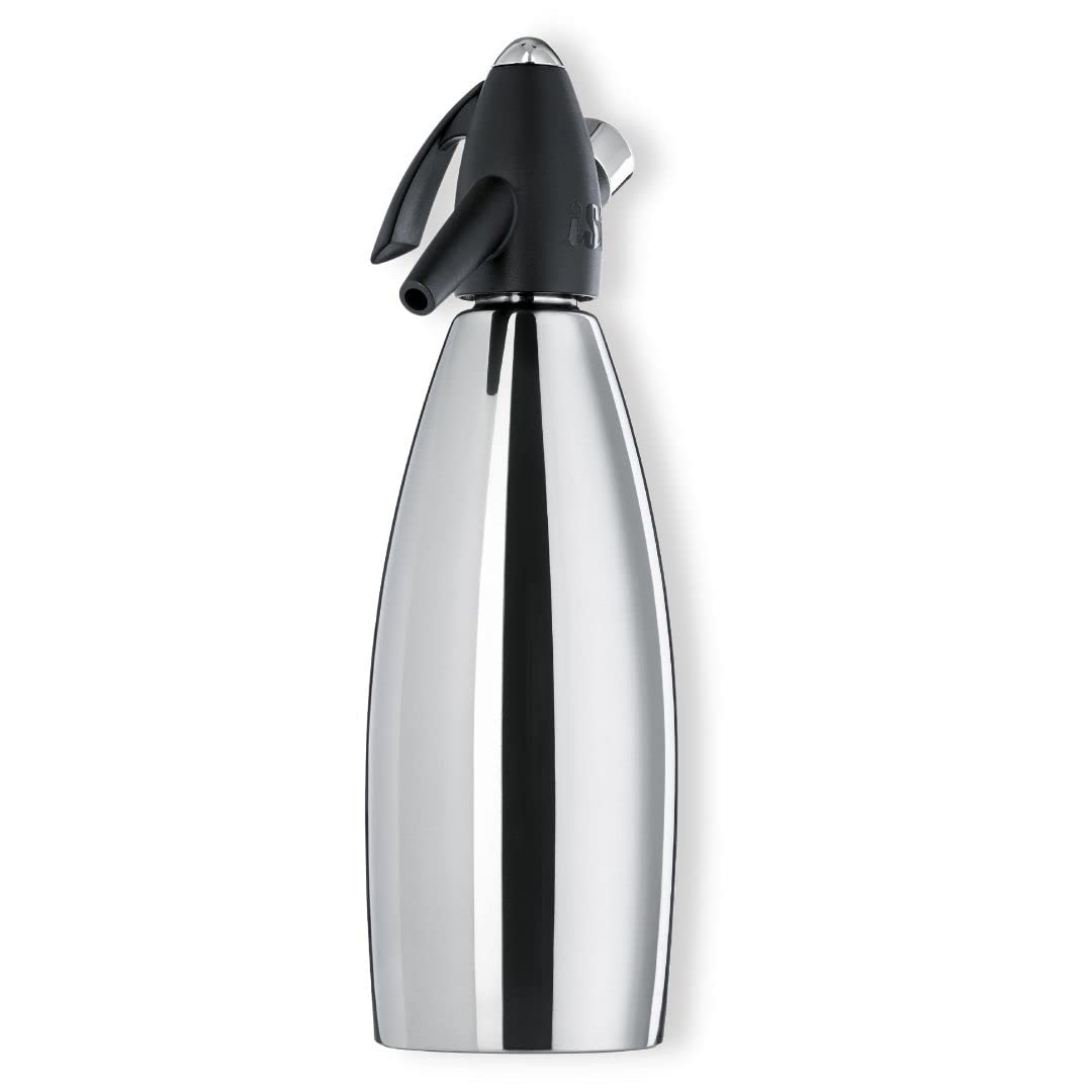 iSi siphon, soda maker for carbonated water, includes stainless steel bottle, adds carbonation to water, ideal for drinks & cocktails, black, 8.5 x 8.5 x 31.5 cm