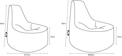 PATCH HOME Gamer Chair including Dice Bean Bag Set Ø80cm, 30cm seat height, 90cm height + 35x35cm Cube Green