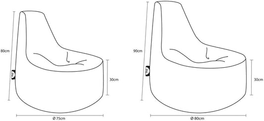 PATCH HOME Gamer Chair including Dice Bean Bag Set Ø80cm, 30cm seat height, 90cm height + 35x35cm Cube Green