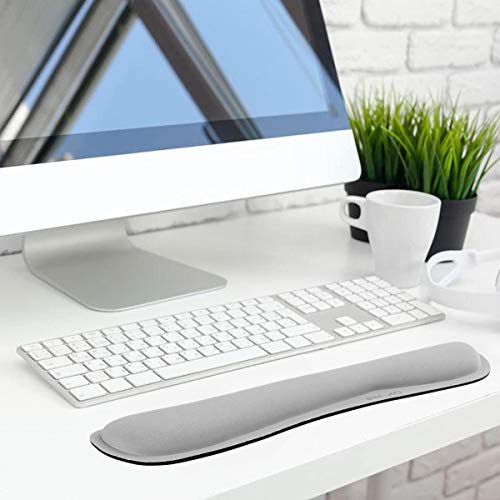 ELZO Wrist Rest for Keyboard Ergonomic Keyboard Pad with Memory Foam, Non-Slip and Anti-Tendonitis Problems for PC Computer and Laptop - Gray