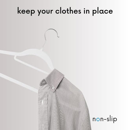 OGIVO Velvet Hangers - 50 pack - Non-slip hangers for your wardrobe - small rod for ties - 360° swivel hooks - notches in shoulder area - Hangers Clothes (White)