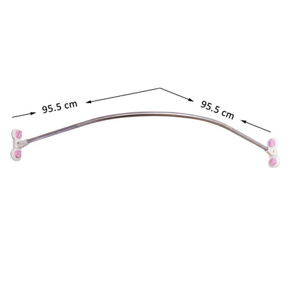 BAOYOUNI Curved Shower Curtain Rod No Drill Shower Curtain Tension Rod Telescopic Stainless Steel Curtain Rod Rust-Resistant Bathroom Curved Shower Rail Pole 95.5 x 95.5 cm, Ivory
