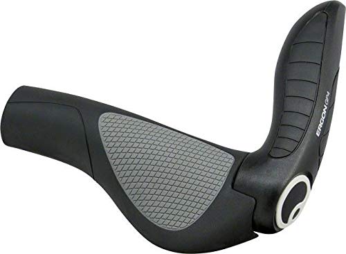 Ergon - GP4 Ergonomic Lock-on Bike Grips with Bar-End Support | Regular Compatible | For Touring and Trekking Bikes | Large | Black/Grey