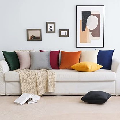 MIULEE Velvet Cushion Cover 50x50 cm Dark Blue 4 Pack Sofa Pillow Velvet Decorative Throw Pillow Couch Cushion Decorative Pillow Case Sofa Cover for Living Room Bedroom Office