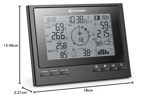 Bresser weather station with outdoor sensor 7-in-1 weather center ClimateScout with professional outdoor sensor, black