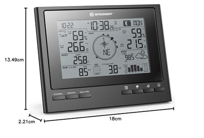 Bresser weather station with outdoor sensor 7-in-1 weather center ClimateScout with professional outdoor sensor, black
