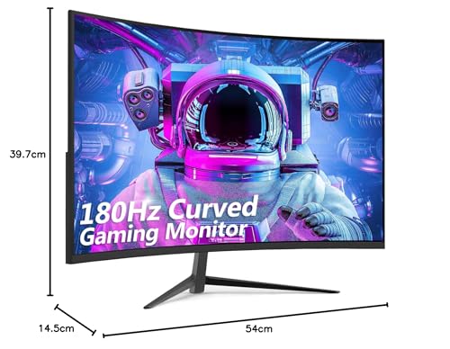 Z-Edge 24-inch Curved Gaming Monitor 180Hz 1ms MPRT, 300cd/m² brightness, 16:9 Full HD curved screen, VA panel, FreeSync, HDMI DP - Black