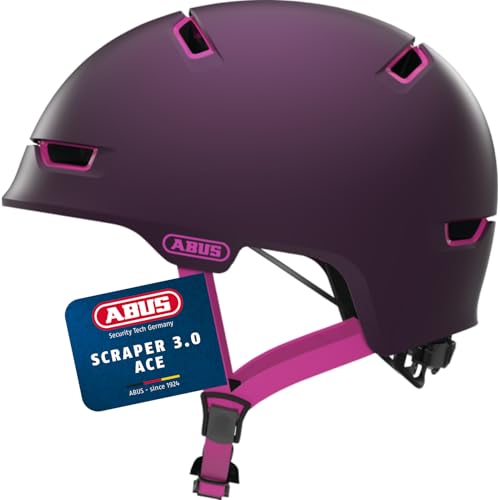 ABUS City Helmet Scraper 3.0 ACE - Durable bike helmet for urban commuting - for women and men - Purple/Pink, Size M