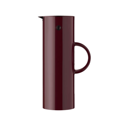 Stelton EM77 Insulated Jug - Double-walled jug for hot/cold drinks - Tea & coffee pot with glass insert, magnetic closure, screw lid, vintage design - 1 liter, Berry