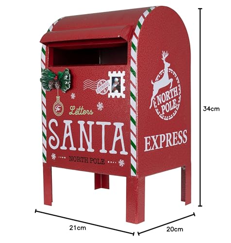 Christmas Paradise Decorative Metal Mailbox 34cm Red Santa Claus Mailbox