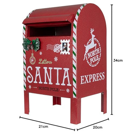 Christmas Paradise Decorative Metal Mailbox 34cm Red Santa Claus Mailbox