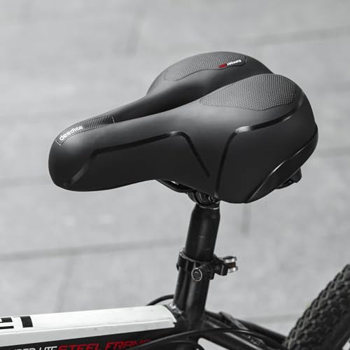 Bicycle saddle Cloud Comfort Pro Max - Finally Pain-Free Cycling Comfortable Soft Memory Foam Bike Seat With Red Warning Stripe City Bike Seats Mountain Bike Saddles with Suspension