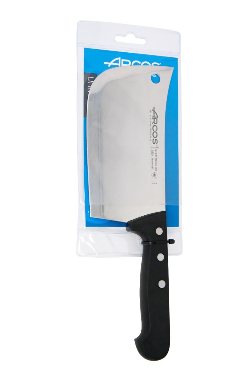 Arcos 160mm bone and meat cleaver - Rectangular stainless steel design with polyoxymethylene handle - Black, Universal Series