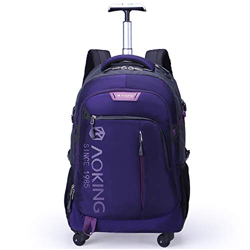 HSYKING Aoking 20/22 inch water-repellent roller laptop backpack with wheels. Backpack for school, college students, and commuting travelers. Carry-on luggage with spinner wheels. Travel luggage business backpack.