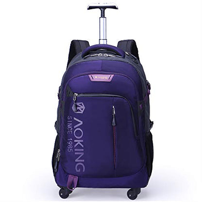 HSYKING Aoking 20/22 inch water-repellent roller laptop backpack with wheels. Backpack for school, college students, and commuting travelers. Carry-on luggage with spinner wheels. Travel luggage business backpack.