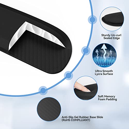 TeckNet Keyboard Wrist Rest and Mouse Pad with Wrist Support, Memory Foam Set for Computer/Laptop/Mac, lightweight for easy typing & pain relief, ergonomic mousepad (black)