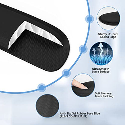 TeckNet Keyboard Wrist Rest and Mouse Pad with Wrist Support, Memory Foam Set for Computer/Laptop/Mac, lightweight for easy typing & pain relief, ergonomic mousepad (black)