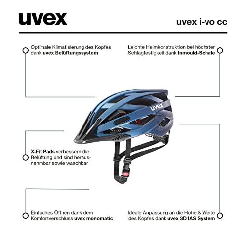 uvex i-vo cc - Lightweight all-round helmet for women and men - customizable size adjustment - can be upgraded with LED light - deep Space matte - 52-57 cm