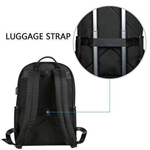 KROSER Laptop Backpack 15.6 Inch School Backpack Travel Daypack Waterproof Nylon Laptop Bag with USB Charging Port for College/Travel/Women/Men-Black (MULTIPLE WAYS)