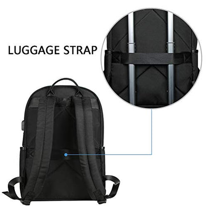 KROSER Laptop Backpack 15.6 Inch School Backpack Travel Daypack Waterproof Nylon Laptop Bag with USB Charging Port for College/Travel/Women/Men-Black (MULTIPLE WAYS)