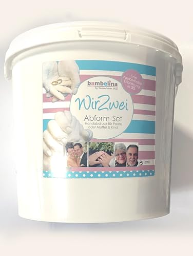 Bambelina plaster casting kit - 3D handprint for couples and siblings - German product - natural alginate for sensitive skin. Perfect gift for wedding, Valentine's Day, anniversary.