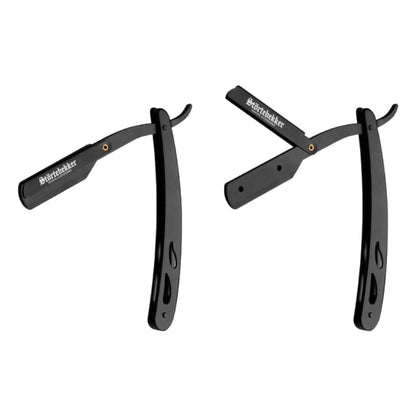 Störtebekker® Premium Straight Razor Set Black in handcrafted leather case (Café) - with shaving brush, shaving bowl, shaving soap, alum stone, and razor blades - high-quality wet razor shaving set