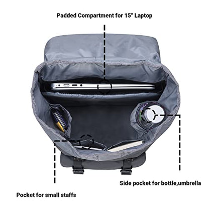 KAUKKO backpack for men and women. Beautiful and well-designed daypack with laptop compartment for 15" notebook. Ideal for school and university. 22L capacity, in gray.