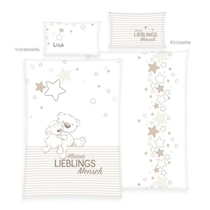 Herding baby bedding, personalized with name, favorite person, 40 x 60 cm + 100 x 135 cm