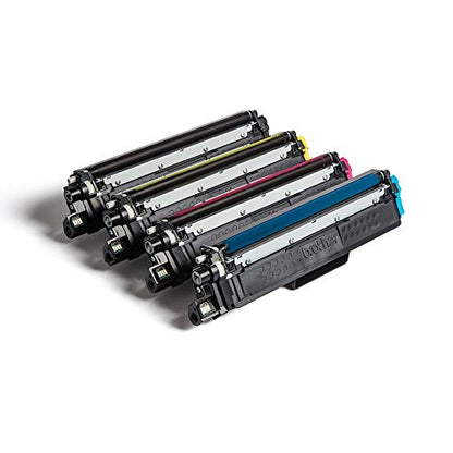 Brother TN-243CMYK Original Toner Cartridge prints up to 1000 pages, in cyan, magenta, yellow, and black. 1 pack.